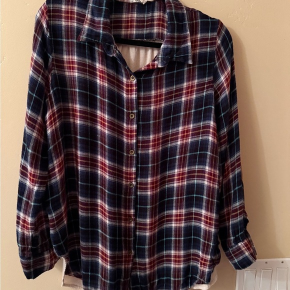 About A Girl Tops - About A Girl Red/Blue Plaid Shirt